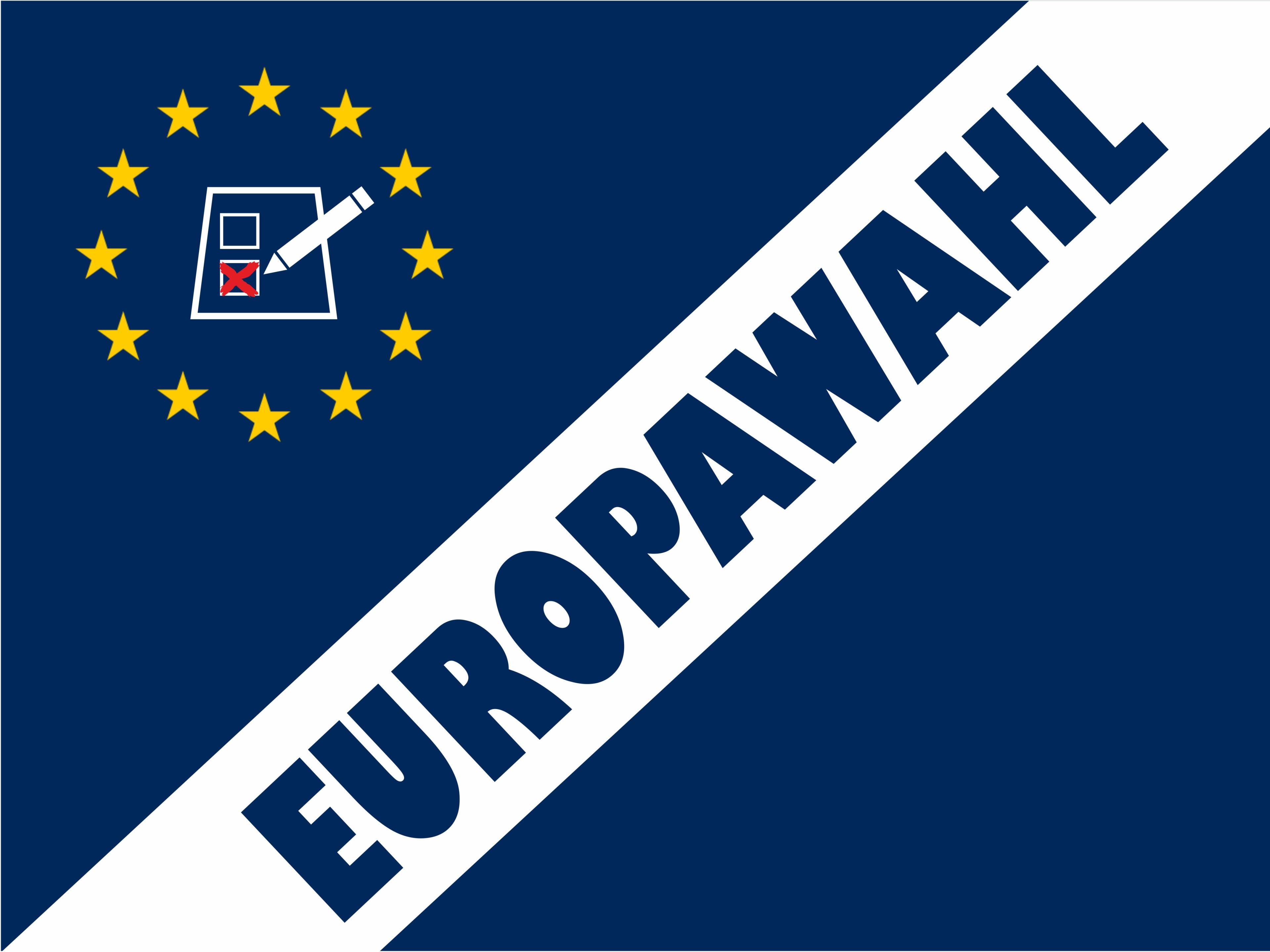 Europawahl 2024: Geh wählen - jede Stimme zählt (auf blauem Hintergrund)