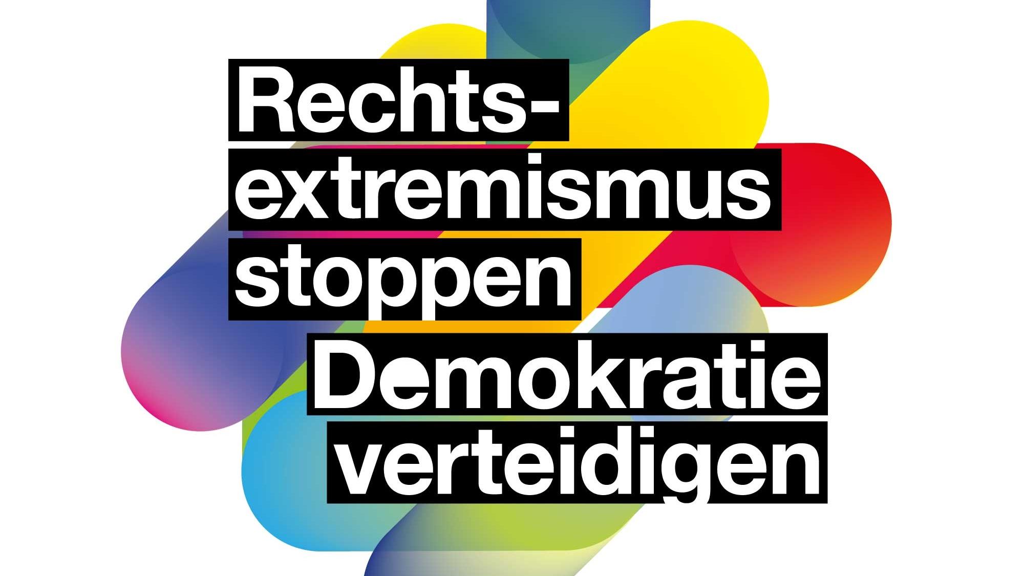Logo des Bündnisses "Rechtsextremismus stoppen, Demokratie verteidigen"