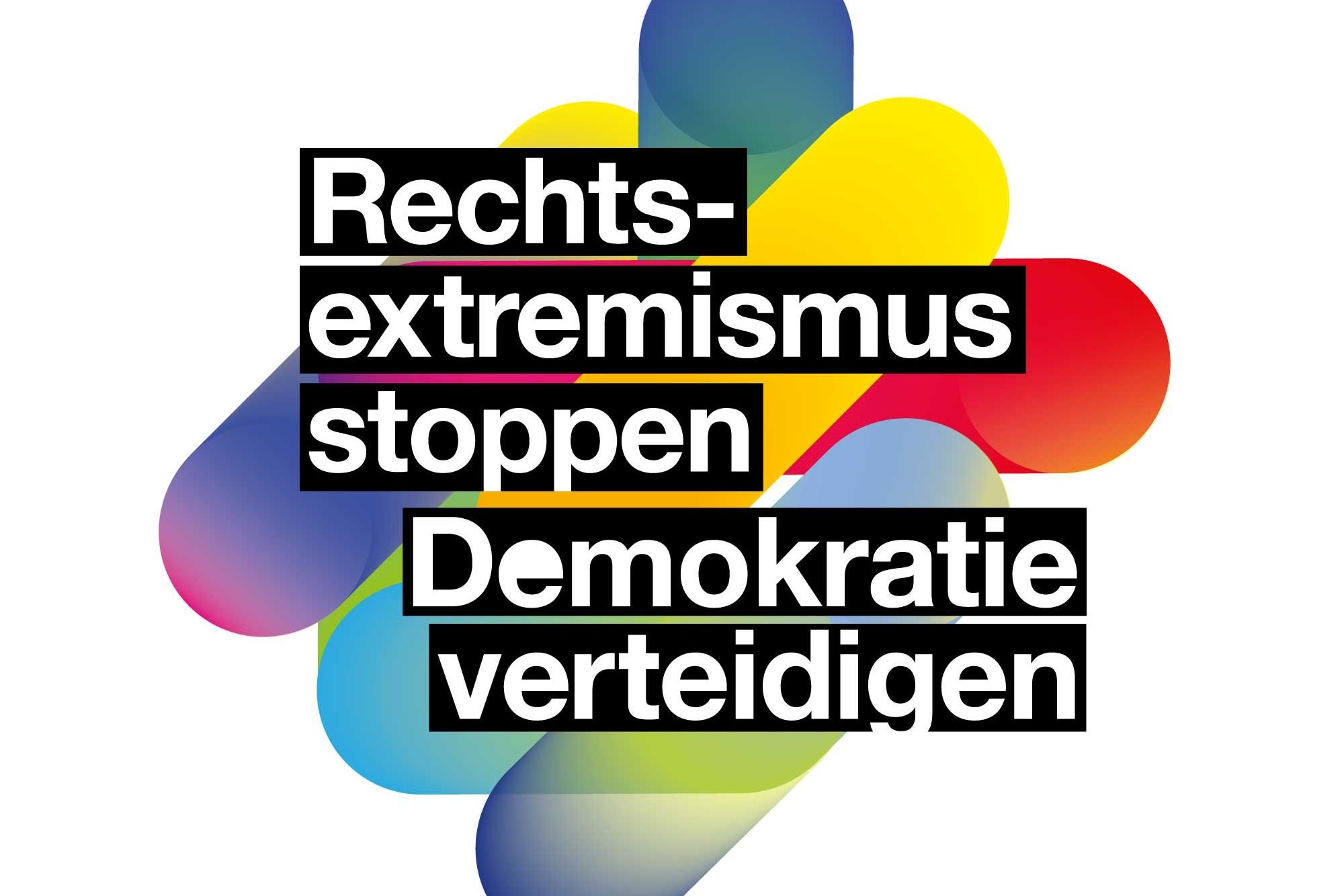 Logo des Bündnisses "Rechtsextremismus stoppen, Demokratie verteidigen"